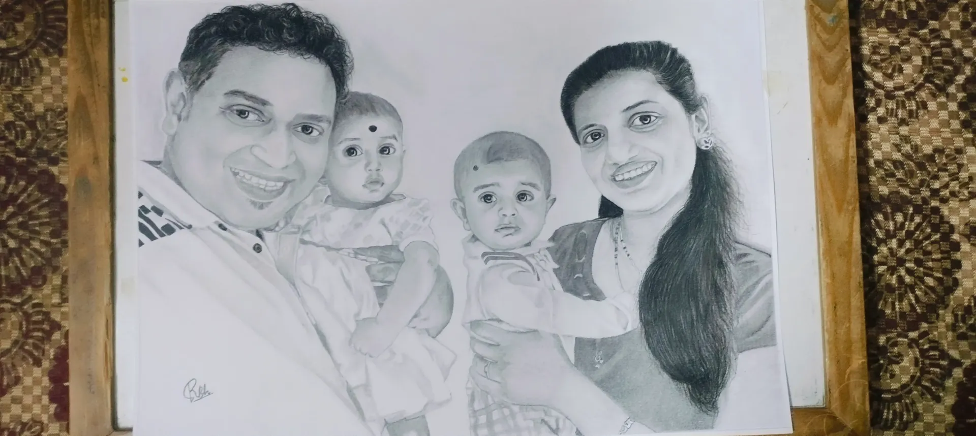 A1 Size Handmade Portrait Sketch Photo Frame (Black, Single)