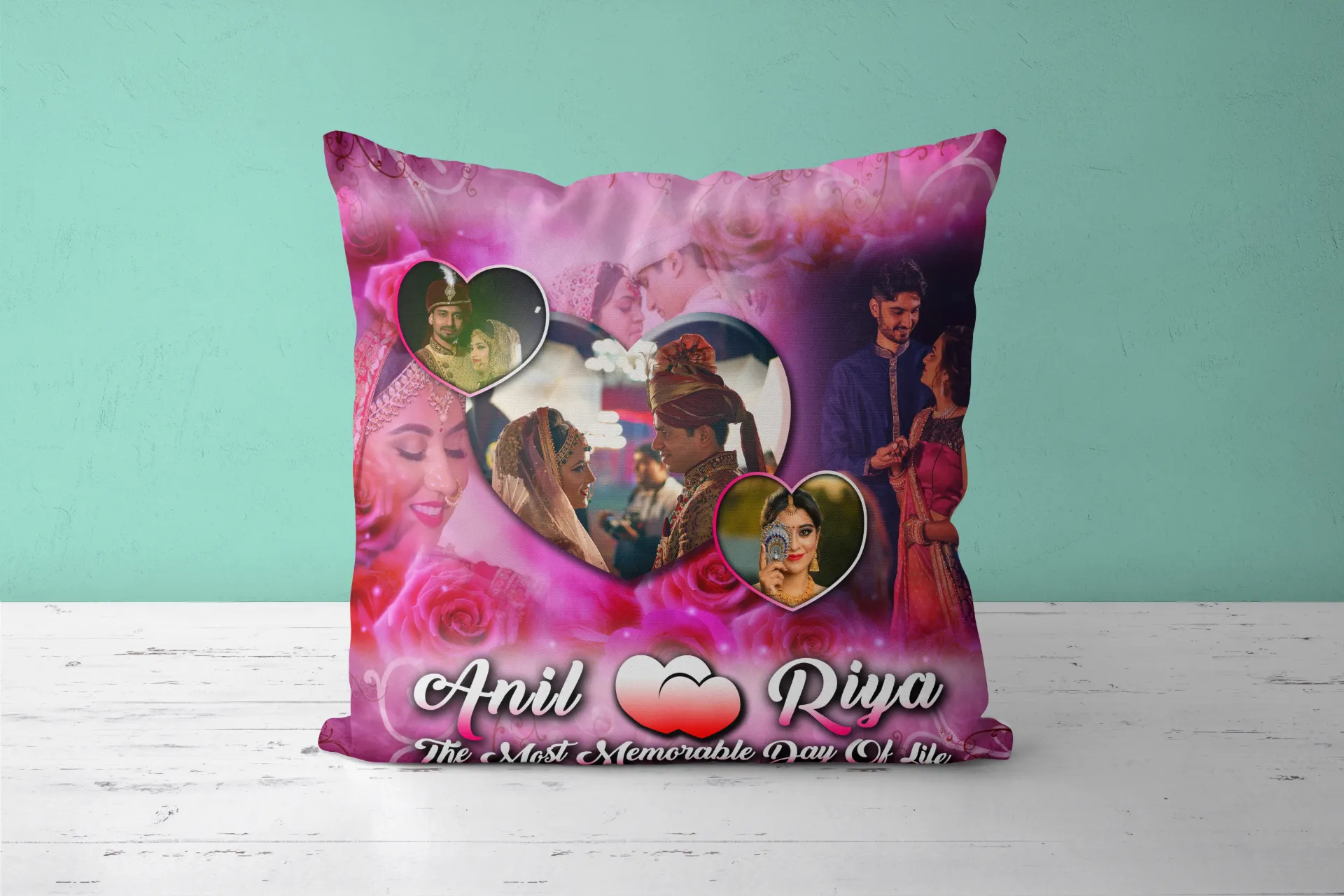 Personalised Wedding / Couple Photo Pillow (12 X 12 INCH)