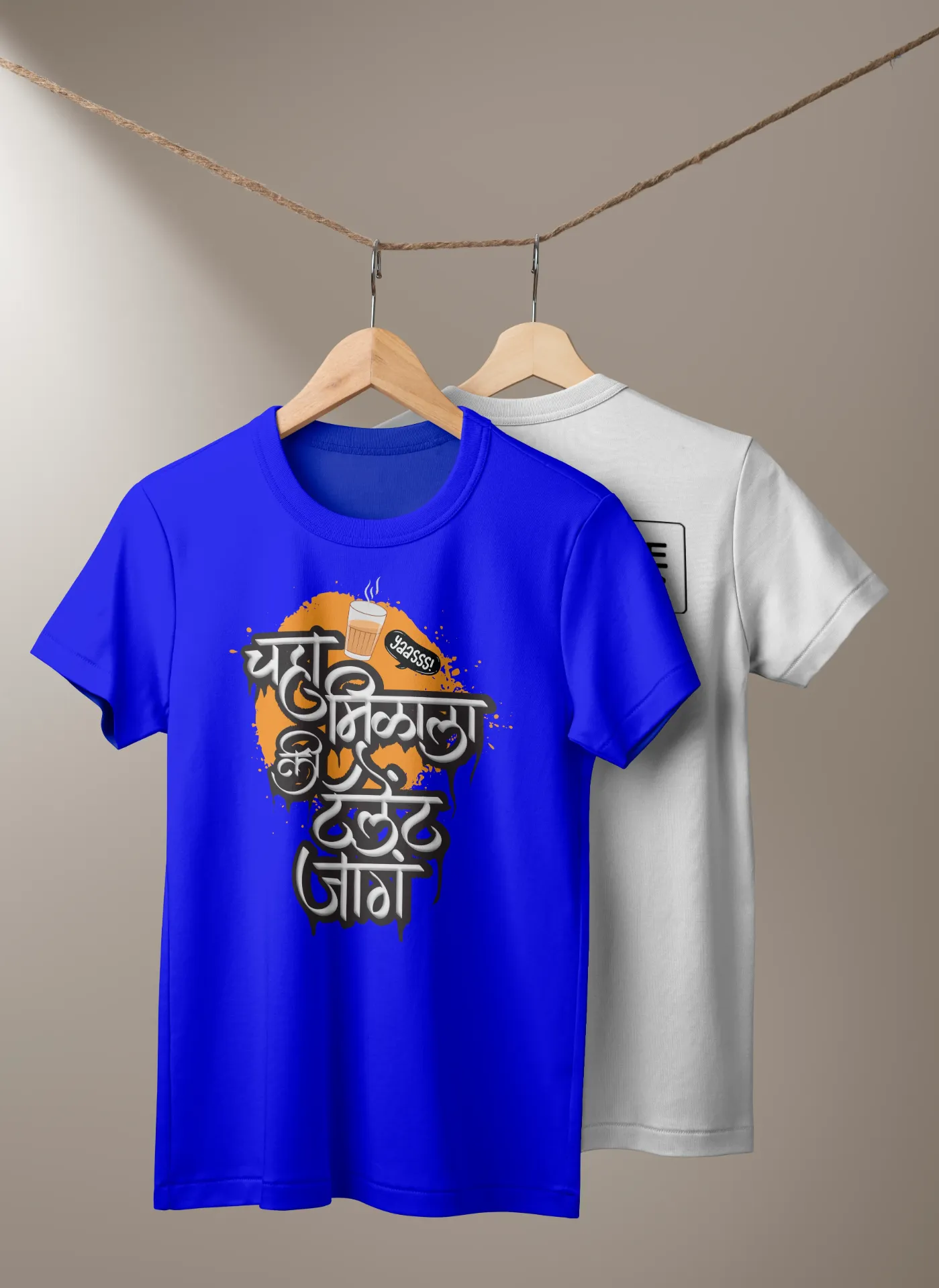 चहा मिळाला की टॅलेंट जागं – Funny Marathi Printed Cotton T-Shirt