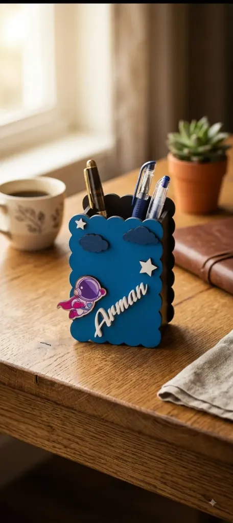 Personalised Kids Name Pen Stand – Custom Birthday Return Gift